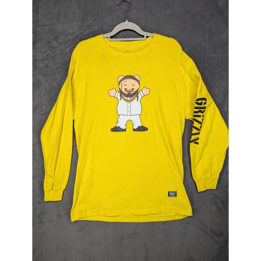 Grizzly Griptape T Shirt Long Sleeve Large Yellow Grizzly Graphic Tee